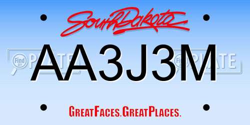 AA3J3M South Dakota License Plate