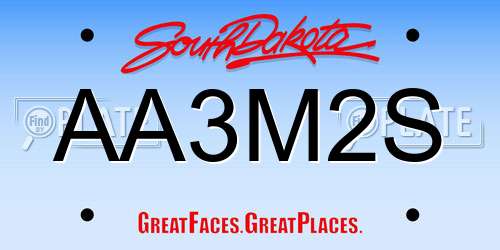 AA3M2S South Dakota License Plate