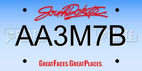 AA3M7B South Dakota License Plate