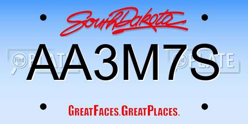 AA3M7S South Dakota License Plate