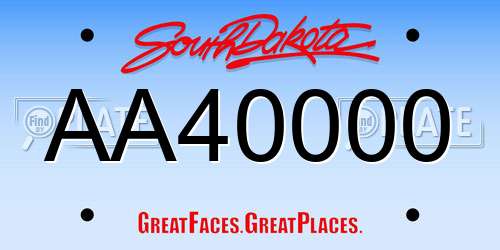 AA40000 South Dakota License Plate