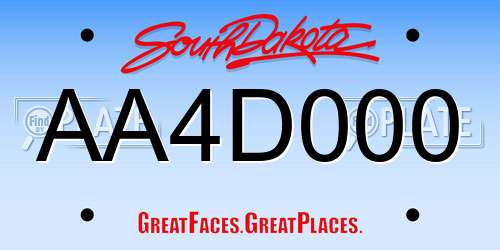AA4D000 South Dakota License Plate