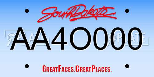 AA4O000 South Dakota License Plate