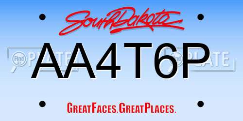 AA4T6P South Dakota License Plate