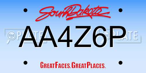 AA4Z6P South Dakota License Plate