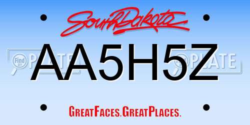 AA5H5Z South Dakota License Plate