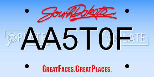 AA5T0F South Dakota License Plate