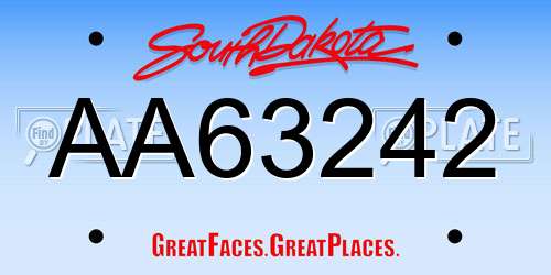 AA63242 South Dakota License Plate