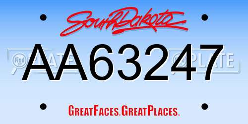 AA63247 South Dakota License Plate
