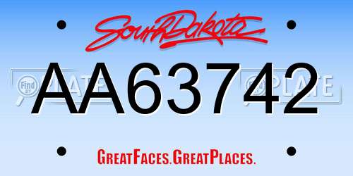 AA63742 South Dakota License Plate