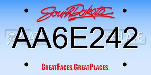 AA6E242 South Dakota License Plate