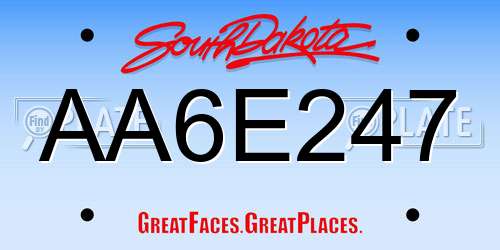 AA6E247 South Dakota License Plate