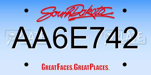 AA6E742 South Dakota License Plate