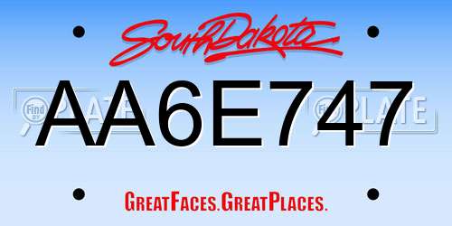AA6E747 South Dakota License Plate