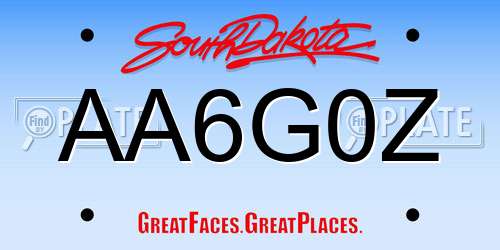 AA6G0Z South Dakota License Plate