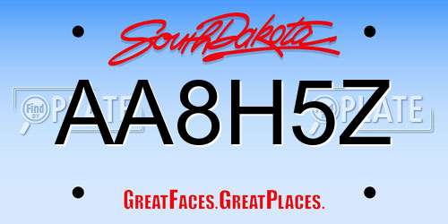 AA8H5Z South Dakota License Plate