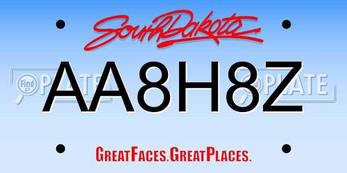 AA8H8Z South Dakota License Plate