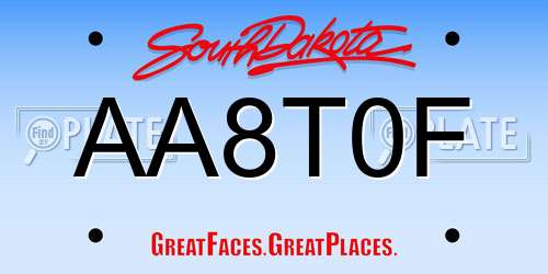AA8T0F South Dakota License Plate