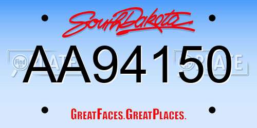 AA94150 South Dakota License Plate