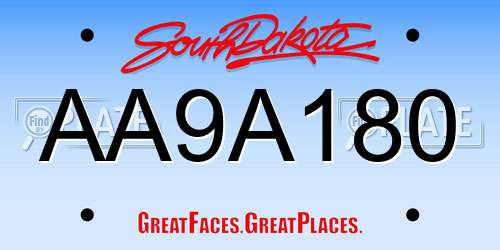AA9A180 South Dakota License Plate