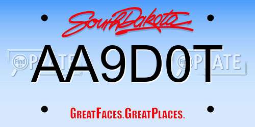 AA9D0T South Dakota License Plate