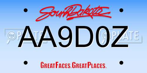 AA9D0Z South Dakota License Plate