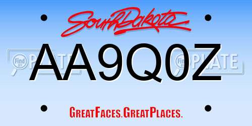 AA9Q0Z South Dakota License Plate