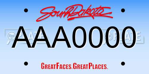 AAA0000 South Dakota License Plate