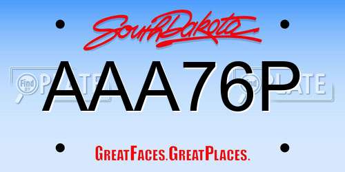 AAA76P South Dakota License Plate