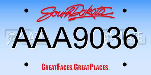 AAA9036 South Dakota License Plate
