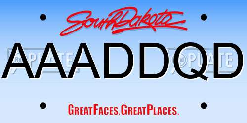 AAADDQD South Dakota License Plate