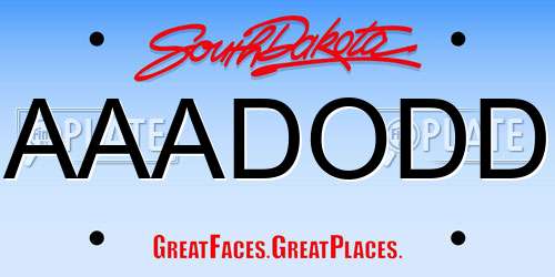 AAADODD South Dakota License Plate
