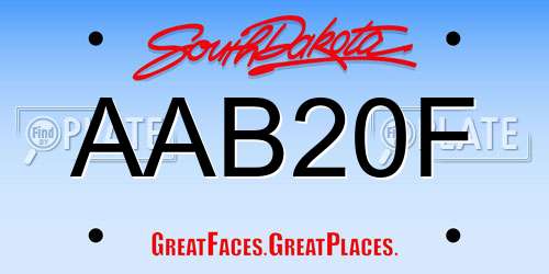 AAB20F South Dakota License Plate