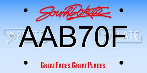 AAB70F South Dakota License Plate
