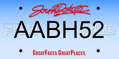 AABH52 South Dakota License Plate