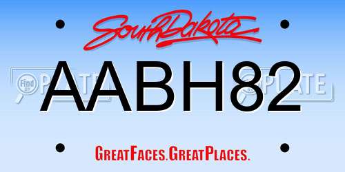 AABH82 South Dakota License Plate
