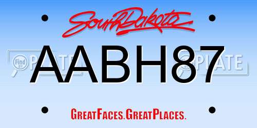 AABH87 South Dakota License Plate