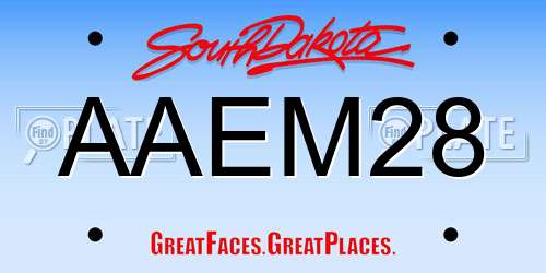 AAEM28 South Dakota License Plate
