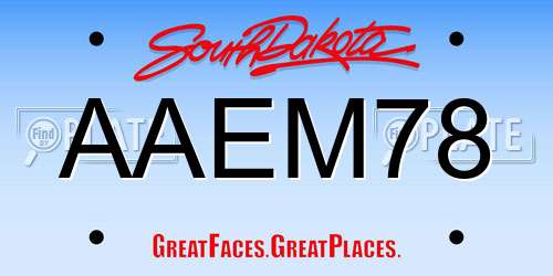AAEM78 South Dakota License Plate