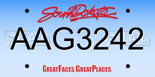 AAG3242 South Dakota License Plate