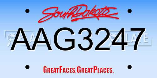 AAG3247 South Dakota License Plate