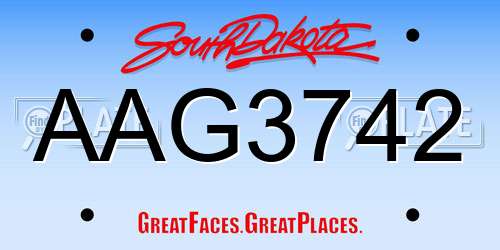 AAG3742 South Dakota License Plate