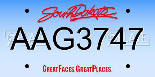 AAG3747 South Dakota License Plate