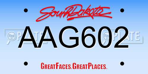 AAG602 South Dakota License Plate