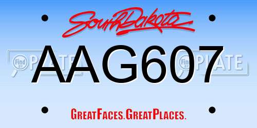 AAG607 South Dakota License Plate