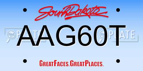AAG60T South Dakota License Plate