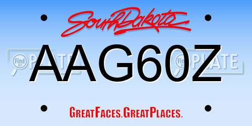 AAG60Z South Dakota License Plate