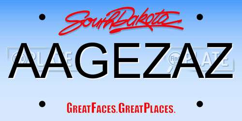 AAGEZAZ South Dakota License Plate