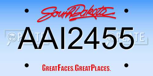 AAI2455 South Dakota License Plate