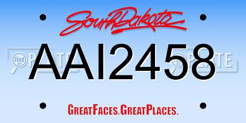 AAI2458 South Dakota License Plate